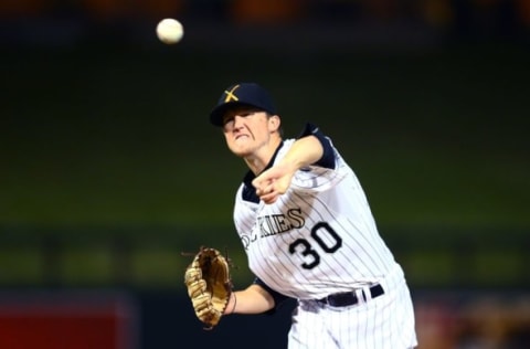 Nov 7, 2015; Phoenix, AZ, USA; Colorado Rockies pitcher Kyle Freeland during the Arizona Fall League Fall Stars game at Salt River Fields. Mandatory Credit: Mark J. Rebilas-USA TODAY Sports