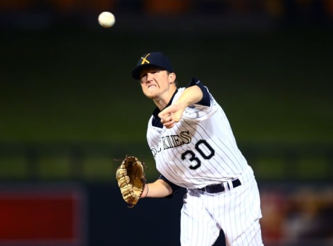 Nov 7, 2015; Phoenix, AZ, USA; Colorado Rockies pitcher Kyle Freeland during the Arizona Fall League Fall Stars game at Salt River Fields. Mandatory Credit: Mark J. Rebilas-USA TODAY Sports