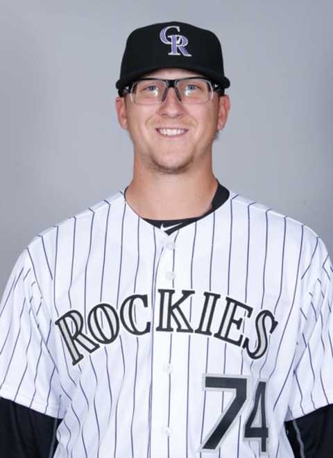 Feb 29, 2016; Scottsdale, AZ, USA; Colorado Rockies starting pitcher Jeff Hoffman (74) poses for photo day at Salt River Fields. Mandatory Credit: Rick Scuteri-USA TODAY Sports