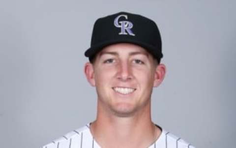 Feb 29, 2016; Scottsdale, AZ, USA; Colorado Rockies third baseman Ryan McMahon (85) poses for photo day at Salt River Fields. Mandatory Credit: Rick Scuteri-USA TODAY Sports