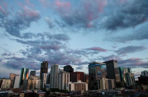 Jul 9, 2016; Denver, CO, USA; A general view of the downtown Denver skyline in the sixth inning of the game between the Colorado Rockies and the Philadelphia Phillies at Coors Field. Mandatory Credit: Isaiah J. Downing-USA TODAY Sports