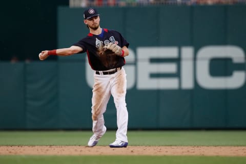 WASHINGTON, DC – JULY 15: Brendan Rodgers #1 of the Colorado Rockies and the U.S. Team makes a play during the SiriusXM All-Star Futures Game at Nationals Park on July 15, 2018 in Washington, DC. (Photo by Patrick McDermott/Getty Images)