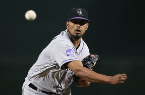 PHOENIX, AZ – JULY 20: German Marquez #48 of the Colorado Rockies pitches against the Arizona Diamondbacks during the first inning of an MLB game at Chase Field on July 20, 2018 in Phoenix, Arizona. (Photo by Ralph Freso/Getty Images)