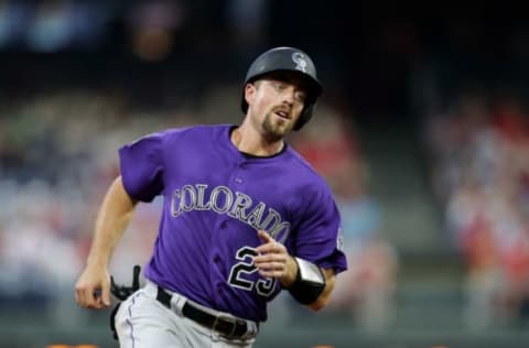 PHILADELPHIA, PA – JUNE 13: Tom Murphy #23 of the Colorado Rockies during a game against the Philadelphia Phillies at Citizens Bank Park on June 13, 2018, in Philadelphia, Pennsylvania. The Rockies won 7-2. (Photo by Hunter Martin/Getty Images)