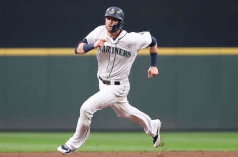 SEATTLE, WA – AUGUST 20: Mitch Haniger #17 runs to third after a double by Robinson Cano of the Seattle Mariners in the first inning against the Houston Astros during a game at Safeco Field on August 20, 2018 in Seattle, Washington. (Photo by Abbie Parr/Getty Images)