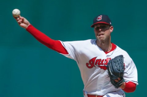 CLEVELAND, OH – SEPTEMBER 05: Starting pitcher Corey Kluber #28 of the Cleveland Indians pitches against the Kansas City Royals during the first inning at Progressive Field on September 5, 2018 in Cleveland, Ohio. (Photo by Ron Schwane/Getty Images)