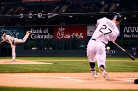 DENVER, CO – SEPTEMBER 5: Trevor Story #27 of the Colorado Rockies hits a home run off a pitch from Andrew Suarez #59 of the San Francisco Giants in the first inning on September 5, 2018 at Coors Field in Denver, Colorado. (Photo by Julio Aguilar/Getty Images)