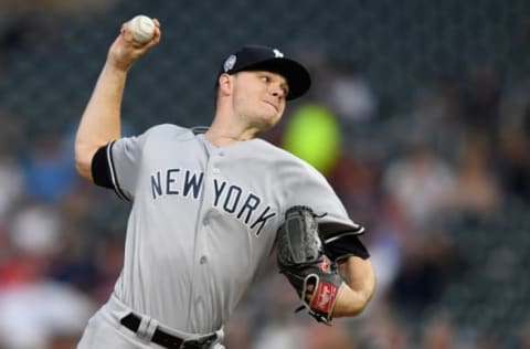 MINNEAPOLIS, MN – SEPTEMBER 11: Sonny Gray #55 of the New York Yankees delivers a pitch against the Minnesota Twins during the first inning of the game on September 11, 2018 at Target Field in Minneapolis, Minnesota. (Photo by Hannah Foslien/Getty Images)