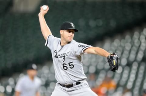 BALTIMORE, MD – SEPTEMBER 14: Nate Jones #65 of the Chicago White Sox pitches in the ninth inning against the Baltimore Orioles at Oriole Park at Camden Yards on September 14, 2018 in Baltimore, Maryland. (Photo by Greg Fiume/Getty Images)