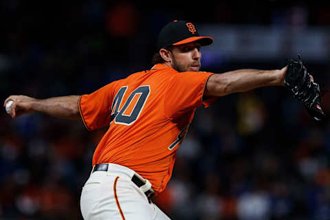 SAN FRANCISCO, CA – SEPTEMBER 28: Madison Bumgarner #40 of the San Francisco Giants pitches against the Los Angeles Dodgers during the first inning at AT&T Park on September 28, 2018 in San Francisco, California. (Photo by Jason O. Watson/Getty Images)