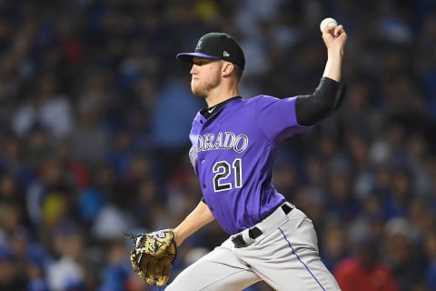 CHICAGO, IL – OCTOBER 02: Kyle Freeland #21 of the Colorado Rockies pitches in the first inning against the Chicago Cubs during the National League Wild Card Game at Wrigley Field on October 2, 2018 in Chicago, Illinois. (Photo by Stacy Revere/Getty Images)