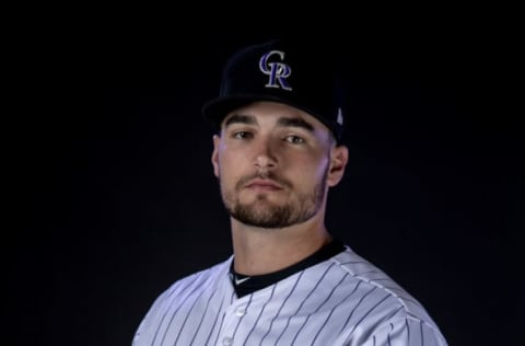 SCOTTSDALE, AZ – FEBRUARY 20: Sam Hilliard #43 of the Colorado Rockies poses during MLB Photo Day on February 20, 2019 at Salt River Fields at Talking Stick in Scottsdale, Arizona. (Photo by Justin Tafoya/Getty Images)