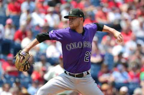 PHILADELPHIA, PA – MAY 19: Starting pitcher Kyle Freeland #21 of the Colorado Rockies throws a pitch in the first inning during a game against the Philadelphia Phillies at Citizens Bank Park on May 19, 2019 in Philadelphia, Pennsylvania. (Photo by Hunter Martin/Getty Images)