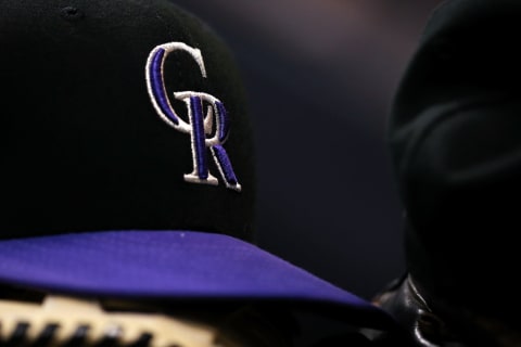 MILWAUKEE, WISCONSIN – APRIL 29: A detail view of a Colorado Rockies cap during the game against the Milwaukee Brewers at Miller Park on April 29, 2019 in Milwaukee, Wisconsin. (Photo by Dylan Buell/Getty Images)