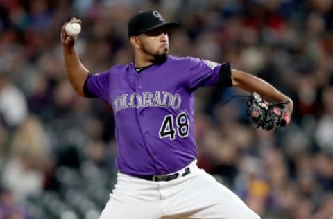 DENVER, COLORADO – MAY 10: Starting pitcher German Marquez #48 of the Colorado Rockies throws in the fifth inning against the San Diego Padres at Coors Field on May 10, 2019 in Denver, Colorado. (Photo by Matthew Stockman/Getty Images)