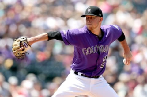 DENVER, COLORADO – MAY 30: Starting pitcher Kyle Freeland #21 of the Colorado Rockies throws in the second inning against the Arizona Diamondbacks at Coors Field on May 30, 2019 in Denver, Colorado. (Photo by Matthew Stockman/Getty Images)