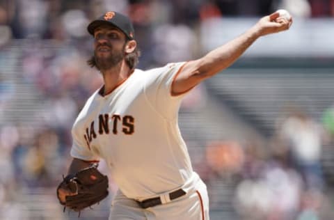 SAN FRANCISCO, CA – JUNE 30: Madison Bumgarner #40 of the San Francisco Giants pitches against the Arizona Diamondbacks in the top of the first inning of a Major League Baseball game at Oracle Park on June 30, 2019 in San Francisco, California. (Photo by Thearon W. Henderson/Getty Images)