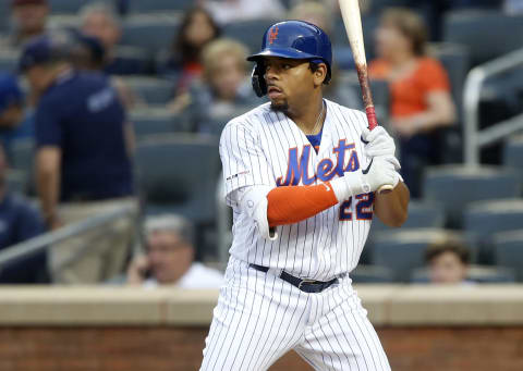 NEW YORK, NEW YORK – JUNE 07: Dominic Smith #22 of the New York Mets in action against the Colorado Rockies at Citi Field on June 07, 2019 in New York City. The Rockies defeated the Mets 5-1. (Photo by Jim McIsaac/Getty Images)