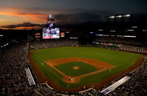 DENVER, COLORADO – JUNE 15: The Colorado Rockies play the San Diego Padres at Coors Field on June 15, 2019 in Denver, Colorado. (Photo by Matthew Stockman/Getty Images)