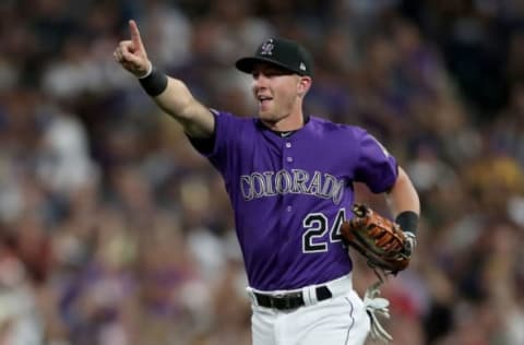 DENVER, COLORADO – JUNE 29: Ryan McMahon #24 of the Colorado Rockies celebrates the final out against the Los Angeles Dodgers at Coors Field on June 29, 2019 in Denver, Colorado. (Photo by Matthew Stockman/Getty Images)