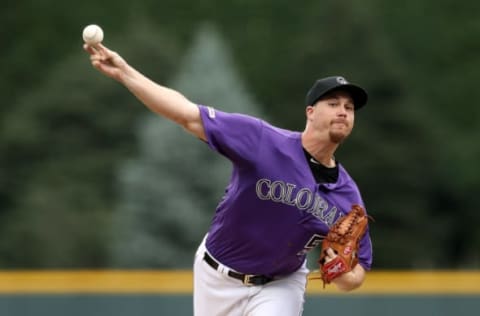 DENVER, COLORADO – JUNE 30: Starting pitcher Chi Chi Gonzalez #50 of the Colorado Rockies makes his home debut, throwing in the first inning against the Los Angeles Dodgers at Coors Field on June 30, 2019 in Denver, Colorado. (Photo by Matthew Stockman/Getty Images)