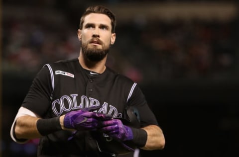 PHOENIX, ARIZONA – JULY 05: David Dahl #26 of the Colorado Rockies reacts to a strike out against the Arizona Diamondbacks during the third inning of the MLB game at Chase Field on July 05, 2019 in Phoenix, Arizona. (Photo by Christian Petersen/Getty Images)