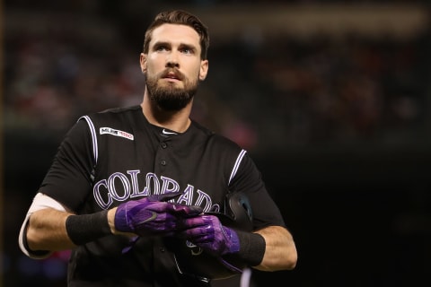 PHOENIX, ARIZONA – JULY 05: David Dahl #26 of the Colorado Rockies reacts to a strike out against the Arizona Diamondbacks during the third inning of the MLB game at Chase Field on July 05, 2019 in Phoenix, Arizona. (Photo by Christian Petersen/Getty Images)