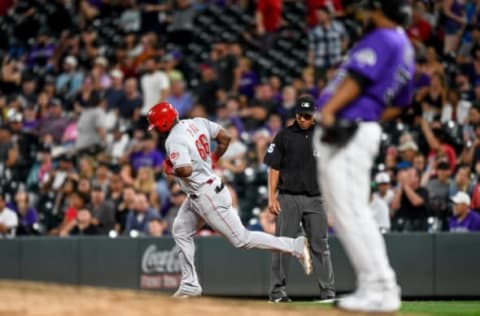 DENVER, CO – JULY 13: Yasiel Puig #66 of the Cincinnati Reds runs the bases after a sixth inning two-run homer off of Jairo Diaz #37 of the Colorado Rockies at Coors Field on July 13, 2019 in Denver, Colorado. (Photo by Dustin Bradford/Getty Images)