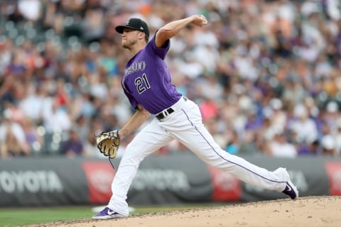 DENVER, COLORADO – AUGUST 04: Starting pitcher Kyle Freeland #21 of the Colorado Rockies throws in the fifth inning against the San Francisco Giants at Coors Field on August 04, 2019 in Denver, Colorado. (Photo by Matthew Stockman/Getty Images)