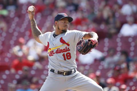 CINCINNATI, OH – AUGUST 18: Carlos Martinez #18 of the St. Louis Cardinals pitches in the ninth inning against the Cincinnati Reds at Great American Ball Park on August 18, 2019 in Cincinnati, Ohio. The Cardinals defeated the Reds 5-4. (Photo by Joe Robbins/Getty Images)