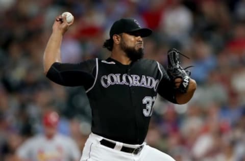 DENVER, COLORADO – SEPTEMBER 10: Pitcher Jairo Diaz #37 of the Colorado Rockies throws in the eighth inning against the St Louis Cardinals at Coors Field on September 10, 2019 in Denver, Colorado. (Photo by Matthew Stockman/Getty Images)