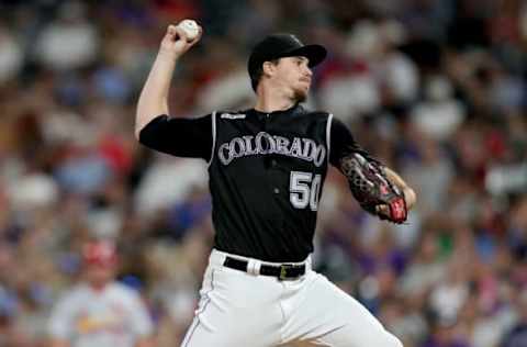 DENVER, COLORADO – SEPTEMBER 10: Starting pitcher Chi Chi Gonzalez #50 of the Colorado Rockies throws in the fifth inning against the St Louis Cardinals at Coors Field on September 10, 2019 in Denver, Colorado. (Photo by Matthew Stockman/Getty Images)