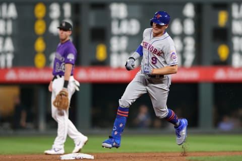 DENVER, COLORADO – SEPTEMBER 17: Brandon Nimmo #9 of the New York Mets circles the bases after hitting a solo home run in the sixth inning against the Colorado Rockies at Coors Field on September 17, 2019 in Denver, Colorado. (Photo by Matthew Stockman/Getty Images)