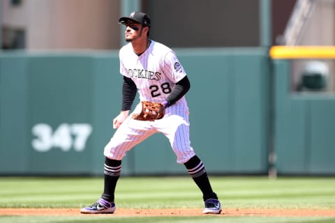 DENVER, CO – SEPTEMBER 12: Nolan Arenado #28 of the Colorado Rockies plays third base during the game against the St. Louis Cardinals at Coors Field on September 12, 2019 in Denver, Colorado. The Cardinals defeated the Rockies 10-3. (Photo by Rob Leiter/MLB Photos via Getty Images)