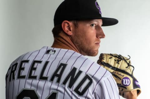 SCOTTSDALE, AZ – FEBRUARY 19: Kyle Freeland #21 of the Colorado Rockies poses for a portrait at the Colorado Rockies Spring Training Facility at Salt River Fields at Talking Stick on February 19, 2020 in Scottsdale, Arizona. (Photo by Rob Tringali/Getty Images)