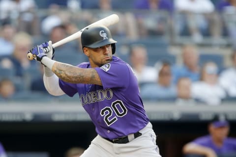 NEW YORK, NEW YORK – JULY 19: (NEW YORK DAILIES OUT) Ian Desmond #20 of the Colorado Rockies in action against the New York Yankees at Yankee Stadium on July 19, 2019 in New York City. The Yankees defeated the Rockies 8-2. (Photo by Jim McIsaac/Getty Images)