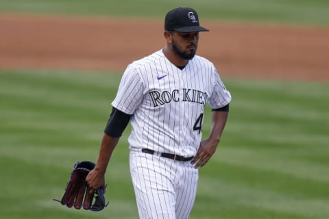 DENVER, CO – AUGUST 20: Starting pitcher German Marquez #48 of the Colorado Rockies walks off the field during the second inning against the Houston Astros at Coors Field on August 20, 2020 in Denver, Colorado. (Photo by Justin Edmonds/Getty Images)