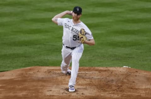 DENVER, CO – SEPTEMBER 01: Starting pitcher Jon Gray #55 of the Colorado Rockies delivers to home plate during the first inning against the San Francisco Giants at Coors Field on September 1, 2020 in Denver, Colorado. (Photo by Justin Edmonds/Getty Images)