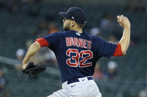 DETROIT, MI – AUGUST 4: Matt Barnes #32 of the Boston Red Sox pitches against the Detroit Tigers during the ninth inning at Comerica Park on August 4, 2021 in Detroit, Michigan. (Photo by Duane Burleson/Getty Images)