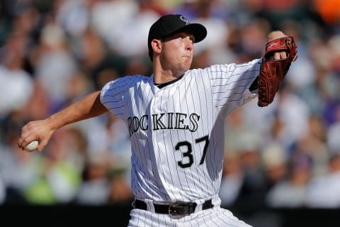 DENVER, CO – SEPTEMBER 21: Relief pitcher Greg Reynolds #37 of the Colorado Rockies works the ninth inning against the San Diego Padres at Coors Field on September 21, 2011 in Denver, Colorado. The Padres defeated the Rockies 4-0. (Photo by Justin Edmonds/Getty Images)