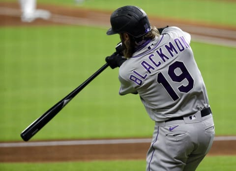 HOUSTON, TEXAS – AUGUST 17: Charlie Blackmon #19 of the Colorado Rockies during game action against the Houston Astros at Minute Maid Park on August 17, 2020 in Houston, Texas. (Photo by Bob Levey/Getty Images)