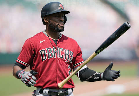 SAN FRANCISCO, CALIFORNIA – AUGUST 23: Starling Marte #2 of the Arizona Diamondbacks reacts after striking out against the San Francisco Giants in the top of the fourth inning at Oracle Park on August 23, 2020 in San Francisco, California. (Photo by Thearon W. Henderson/Getty Images)