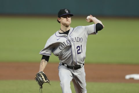 SAN FRANCISCO, CALIFORNIA – SEPTEMBER 22: Kyle Freeland #21 of the Colorado Rockies pitches in the bottom of the first inning against the San Francisco Giants at Oracle Park on September 22, 2020 in San Francisco, California. (Photo by Lachlan Cunningham/Getty Images)