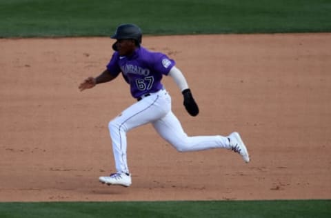 SCOTTSDALE, AZ – MARCH 11: Jameson Hannah #67 of the Colorado Rockies in action during the game against the Chicago Cubs at Salt River Fields at Talking Stick on March 11, 2021 in Scottsdale, Arizona. The Cubs defeated the Rockies 8-6. (Photo by Rob Leiter/MLB Photos via Getty Images)