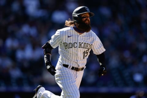 DENVER, CO – APRIL 1: Charlie Blackmon #19 of the Colorado Rockies runs towards first base during the fourth inning against the Los Angeles Dodgers on Opening Day at Coors Field on April 1, 2021 in Denver, Colorado. (Photo by Justin Edmonds/Getty Images)