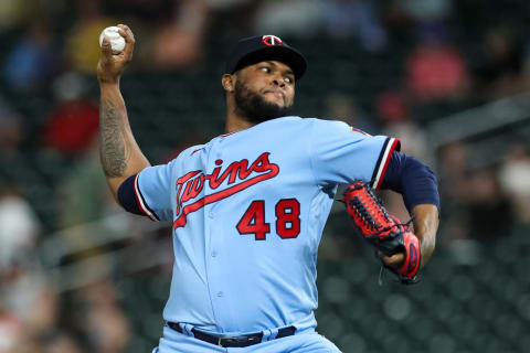 MINNEAPOLIS, MN – JUNE 9: Alex Colome #48 of the Minnesota Twins delivers a pitch against the New York Yankees in the ninth inning of the game at Target Field on June 9, 2021 in Minneapolis, Minnesota. The Yankees defeated the Twins 9-6. (Photo by David Berding/Getty Images)