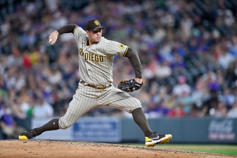 DENVER, CO – JUNE 15: Craig Stammen #34 of the San Diego Padres pitches against the Colorado Rockies at Coors Field on June 15, 2021 in Denver, Colorado. (Photo by Dustin Bradford/Getty Images)