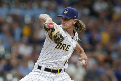 MILWAUKEE, WISCONSIN – JUNE 25: Josh Hader #71 of the Milwaukee Brewers throws a pitch against the Colorado Rockies at American Family Field on June 25, 2021 in Milwaukee, Wisconsin. Brewers defeated the Rockies 5-4. (Photo by John Fisher/Getty Images)