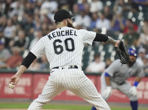 CHICAGO, ILLINOIS – AUGUST 27: Dallas Keuchel #60 of the Chicago White Sox throws a pitch against the Chicago Cubs at Guaranteed Rate Field on August 27, 2021 in Chicago, Illinois. (Photo by Nuccio DiNuzzo/Getty Images)