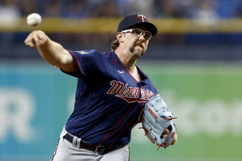 ST PETERSBURG, FLORIDA – SEPTEMBER 03: Randy Dobnak #68 of the Minnesota Twins throws a pitch during the second inning against the Tampa Bay Rays at Tropicana Field on September 03, 2021 in St Petersburg, Florida. (Photo by Douglas P. DeFelice/Getty Images)